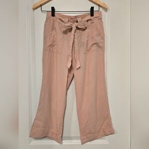 NWT Guess Blush Wide Leg Reagan Linen Capri Pants Size XS